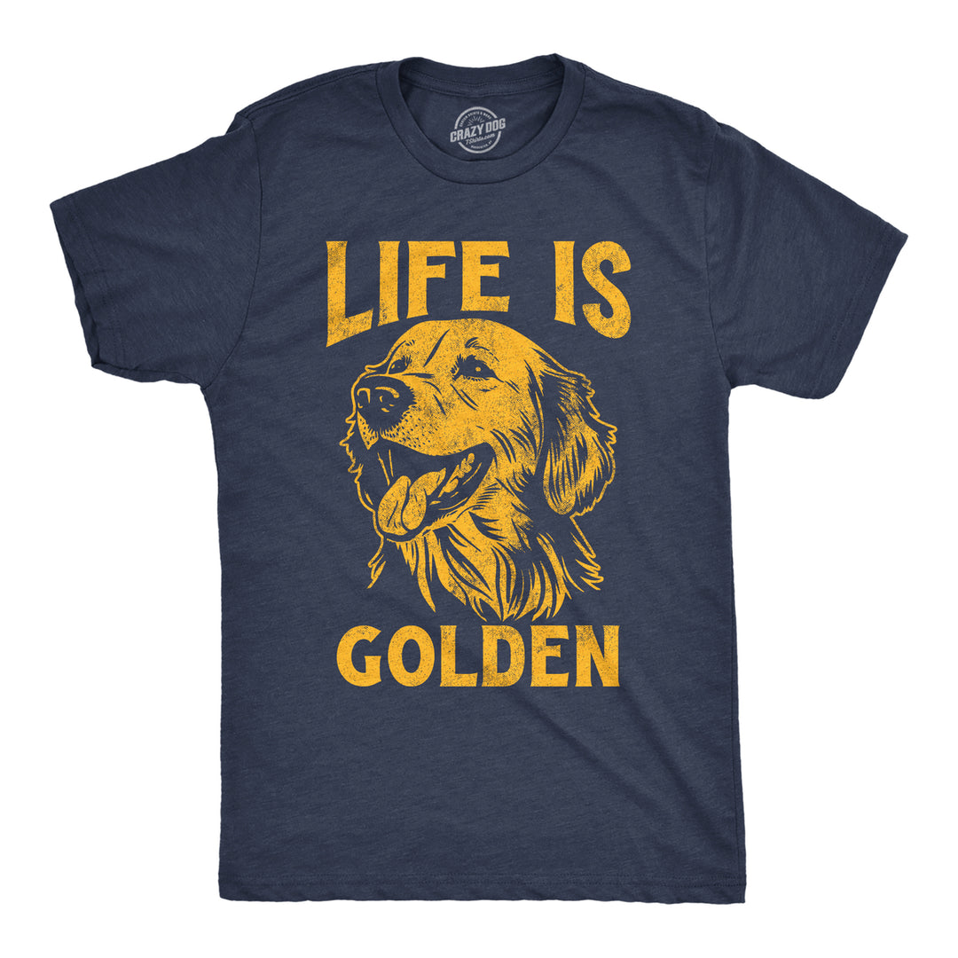 Mens Funny T Shirts Life Is Golden Sarcastic Puppy Graphic Novelty Tee For Men Image 1