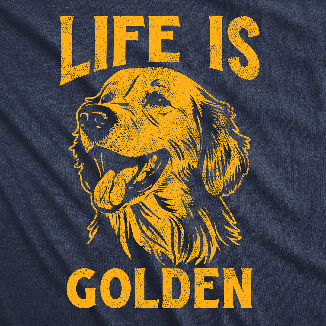 Mens Funny T Shirts Life Is Golden Sarcastic Puppy Graphic Novelty Tee For Men Image 2