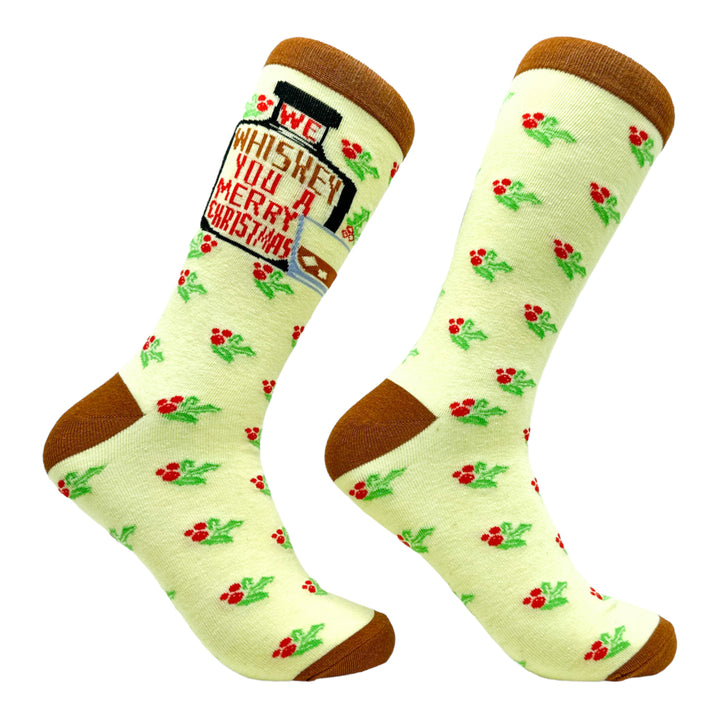 Mens We Whiskey You A Merry Christmas Socks Funny Xmas Party Drinking Lovers Footwear Image 1