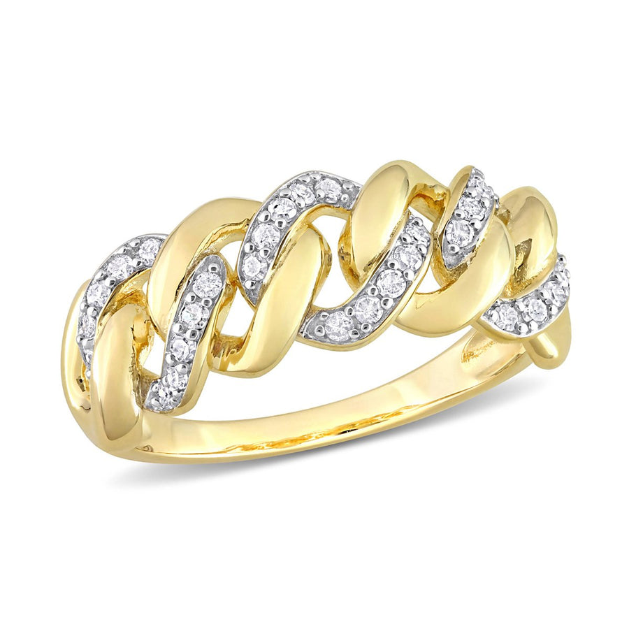 1/4 Carat (ctw) Diamond Oval Link Ring Yellow Plated Sterling Silver Image 1