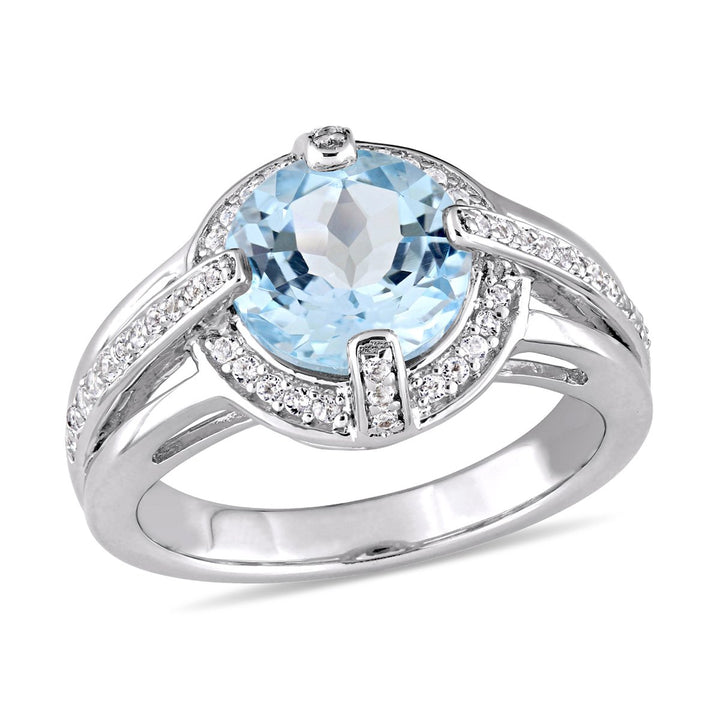 3.78 Carat (ctw) Blue and White Topaz Ring in Sterling Silver Image 1