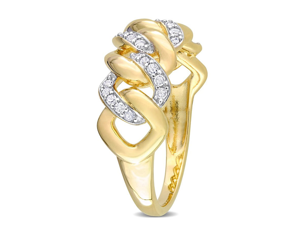 1/4 Carat (ctw) Diamond Oval Link Ring Yellow Plated Sterling Silver Image 2