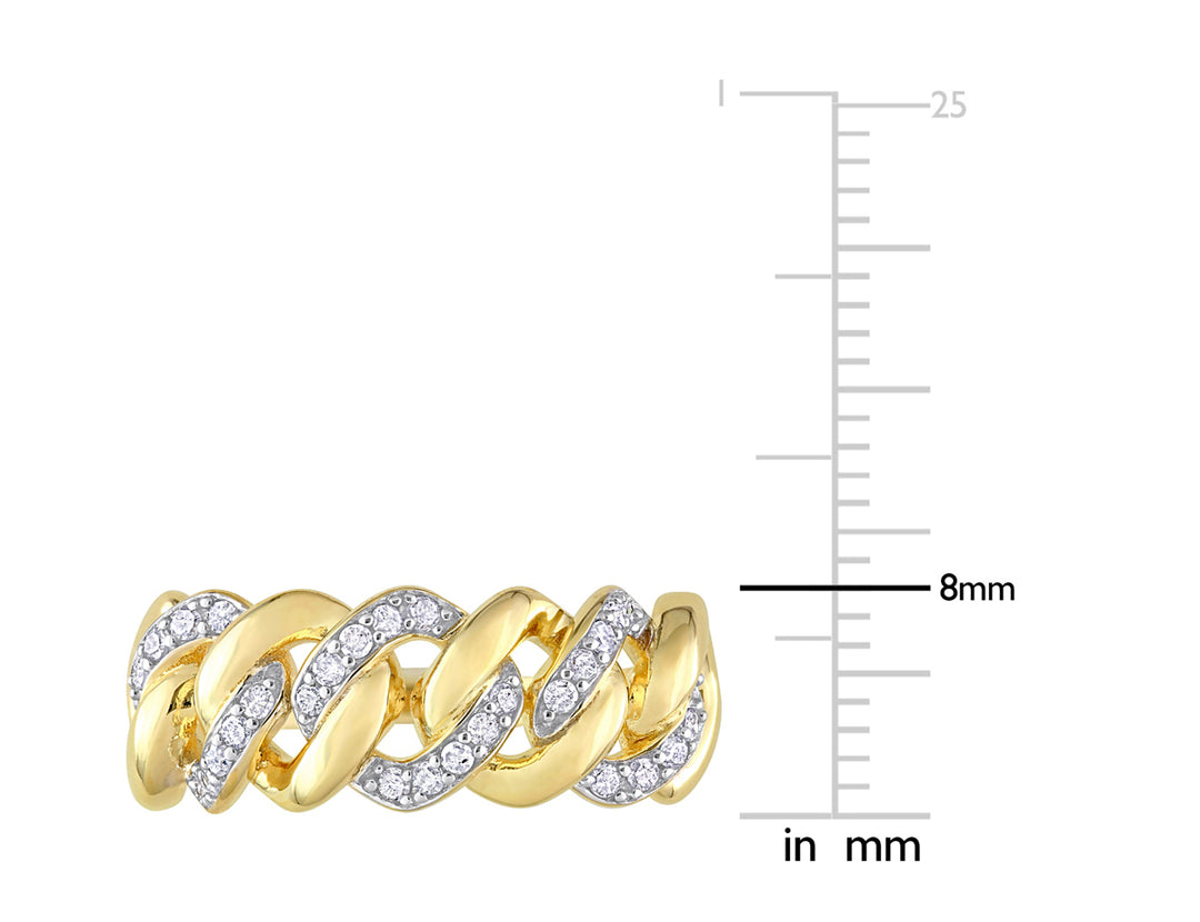 1/4 Carat (ctw) Diamond Oval Link Ring Yellow Plated Sterling Silver Image 3