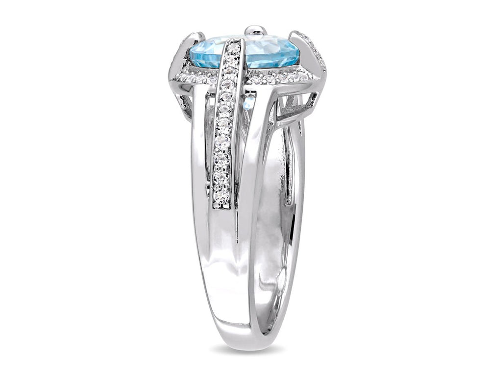 3.78 Carat (ctw) Blue and White Topaz Ring in Sterling Silver Image 2