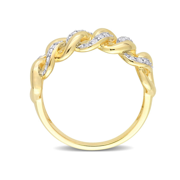 1/4 Carat (ctw) Diamond Oval Link Ring Yellow Plated Sterling Silver Image 4