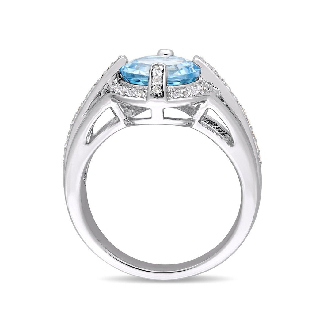 3.78 Carat (ctw) Blue and White Topaz Ring in Sterling Silver Image 4