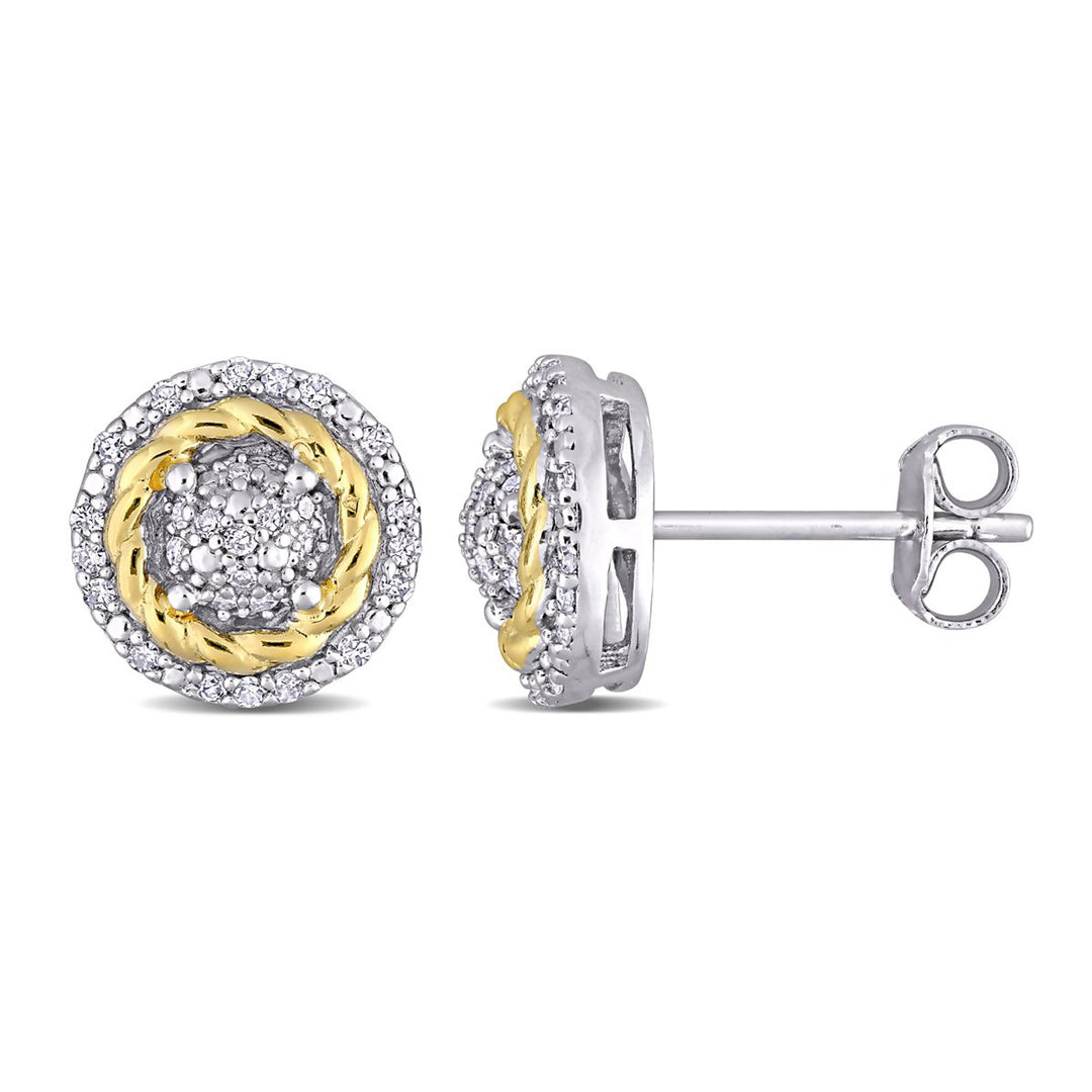 1/5 Carat (ctw) Diamond Circle Earrings in Sterling Silver Image 1