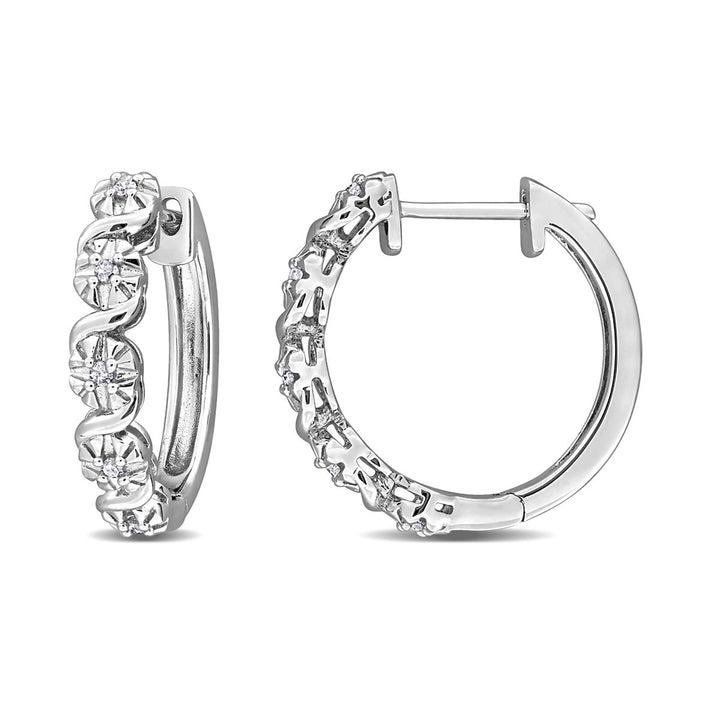 1/7 Carat (ctw) Diamond Twist Hoop Earrings in Sterling Silver Image 1