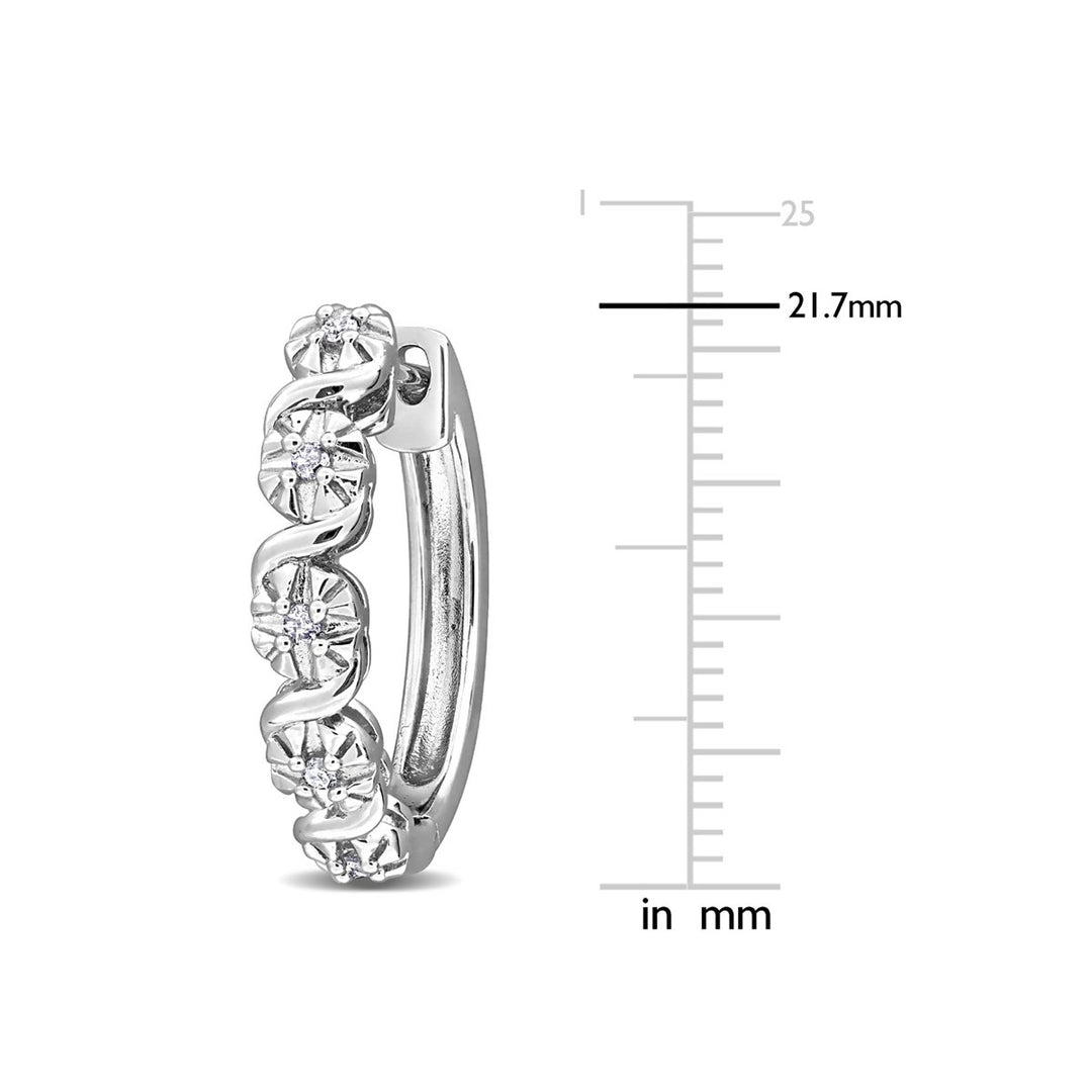 1/7 Carat (ctw) Diamond Twist Hoop Earrings in Sterling Silver Image 3