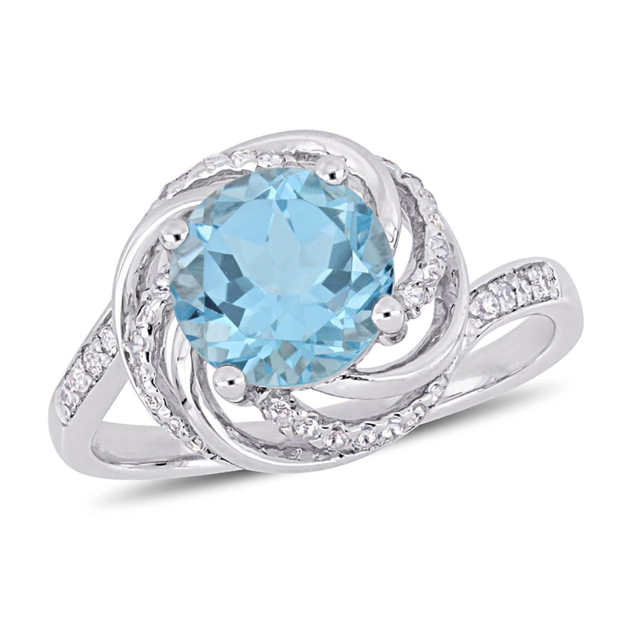 2.49 Carat (ctw) Blue and White Topaz Swirl Ring in Sterling Silver Image 1