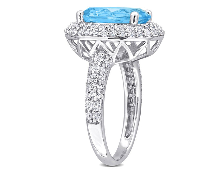 2.49 Carat (ctw) Blue and White Topaz Swirl Ring in Sterling Silver Image 2