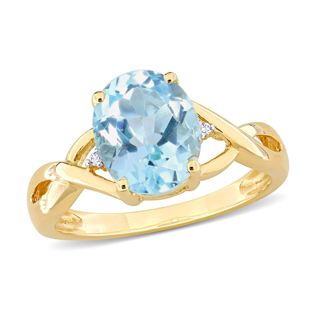 3.80 Carat (ctw) Blue Topaz Twist Ring in 10K Yellow Gold Image 1