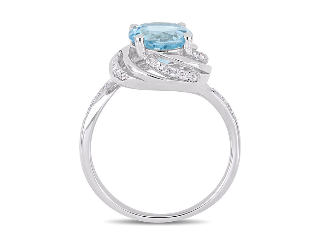 2.49 Carat (ctw) Blue and White Topaz Swirl Ring in Sterling Silver Image 4