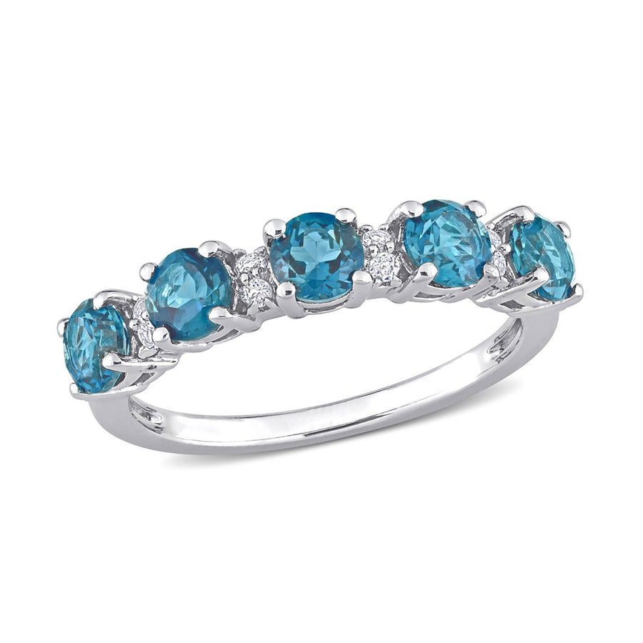 1.50 Carat (ctw) London Blue Topaz Five Stone Band Ring in Sterling Silver Image 1