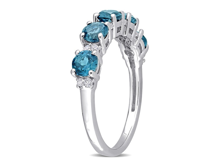 1.50 Carat (ctw) London Blue Topaz Five Stone Band Ring in Sterling Silver Image 2