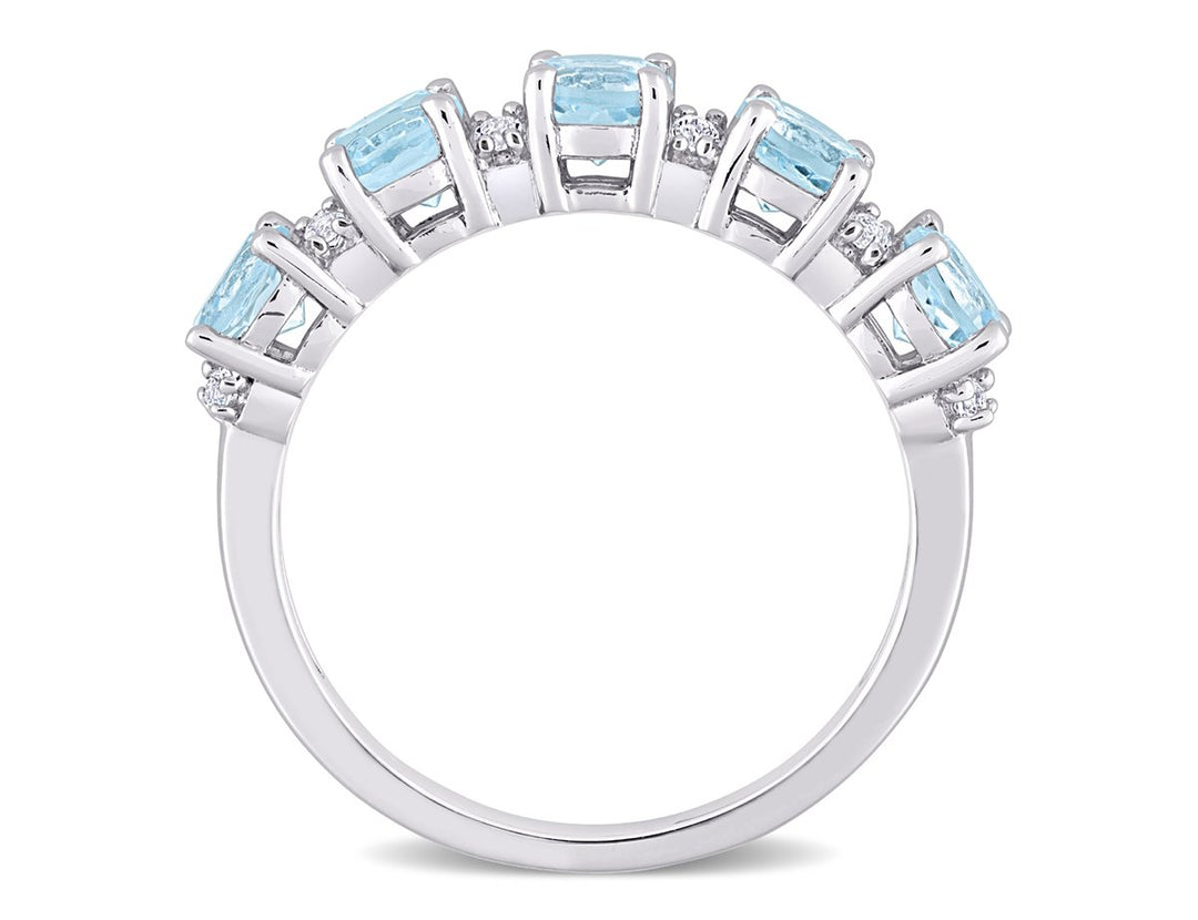 1.50 Carat (ctw) Blue Topaz Five Stone Band Ring in Sterling Silver Image 4