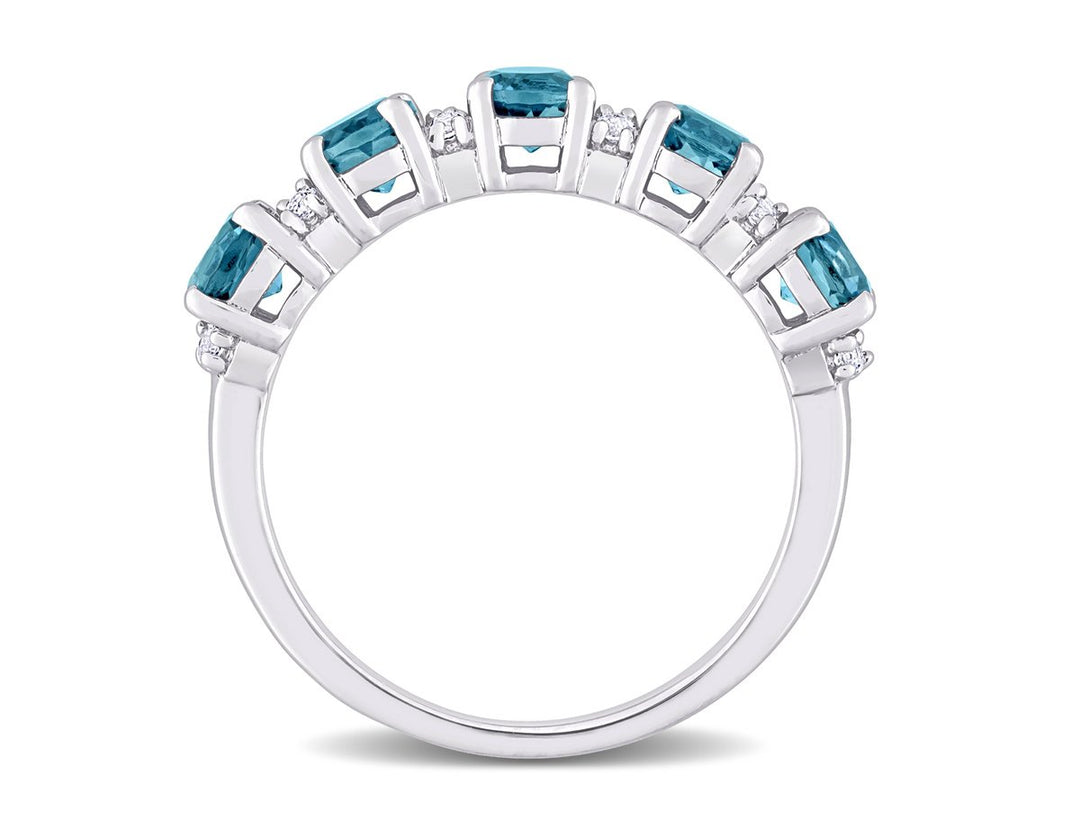 1.50 Carat (ctw) London Blue Topaz Five Stone Band Ring in Sterling Silver Image 4