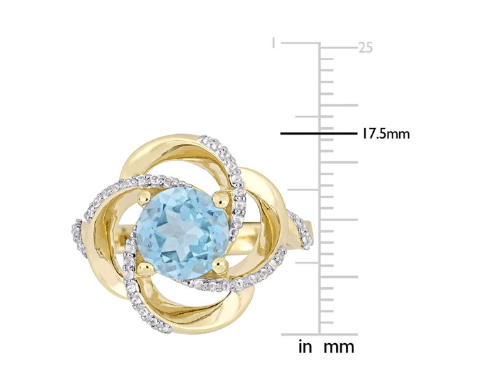 2.57 Carat (ctw) Blue and White Topaz Swirl Ring in Yellow Plated Sterling Silver Image 3