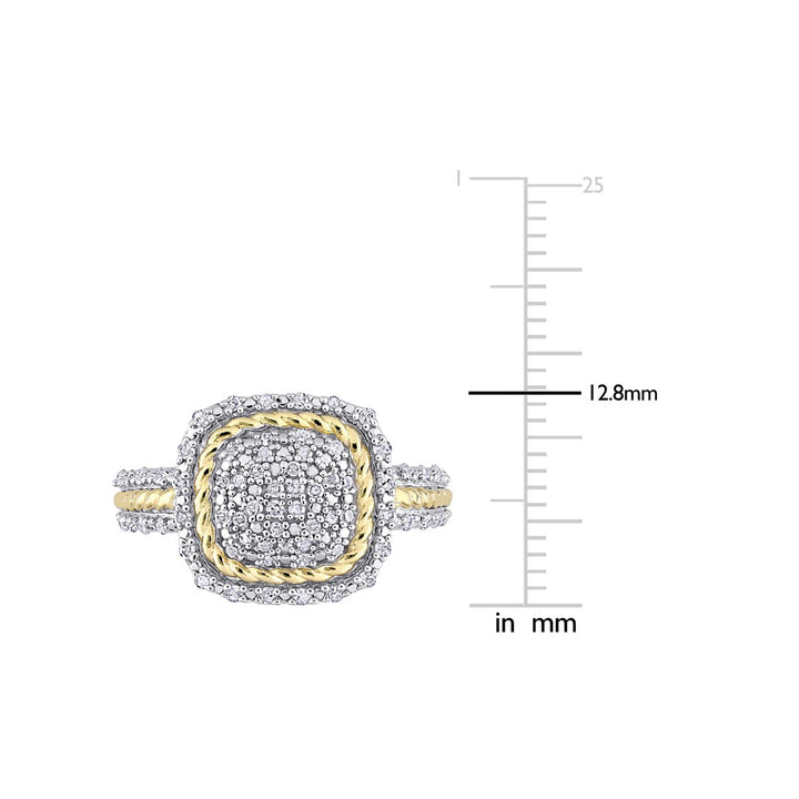 1/3 Carat (ctw) Diamond Cluster Halo Ring in Sterling Silver Image 3