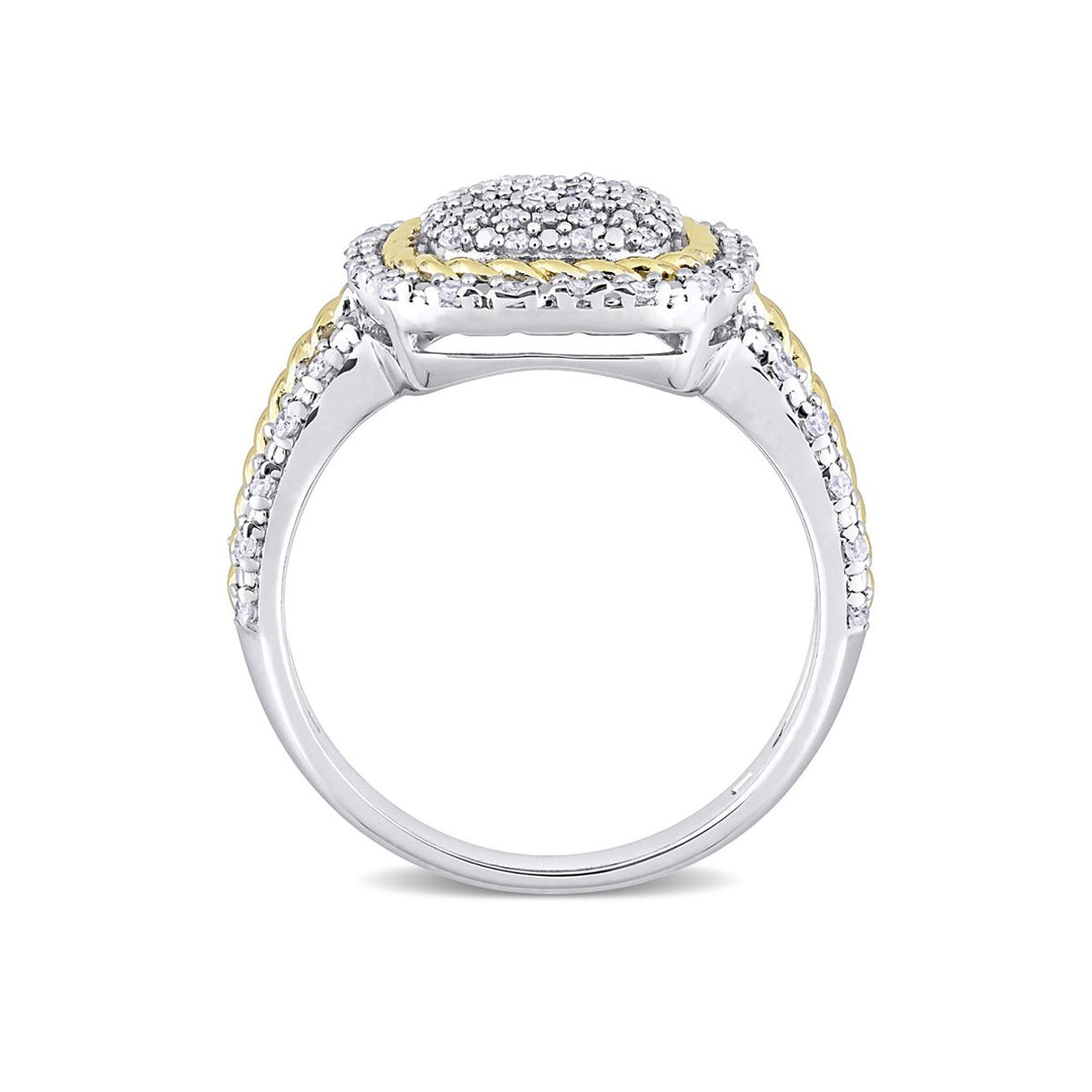 1/3 Carat (ctw) Diamond Cluster Halo Ring in Sterling Silver Image 4