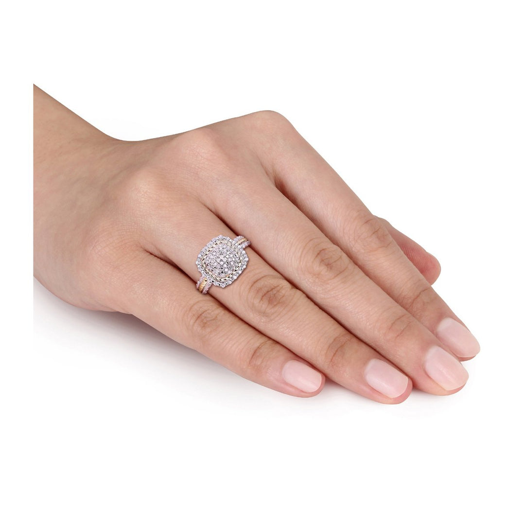 1/3 Carat (ctw) Diamond Cluster Halo Ring in Sterling Silver Image 4