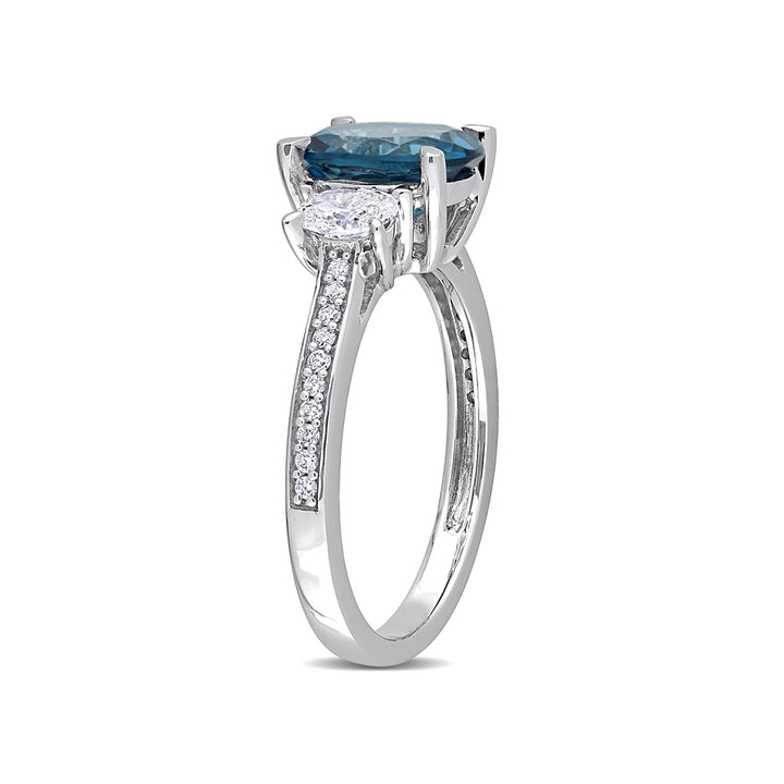 2.50 Carat (ctw) London Blue Topaz Ring in 14K White Gold with Diamonds Image 2