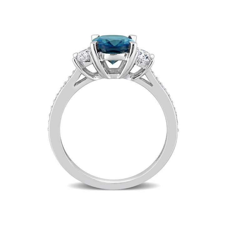 2.50 Carat (ctw) London Blue Topaz Ring in 14K White Gold with Diamonds Image 3