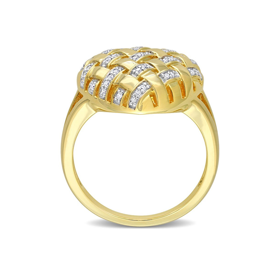 1/8 Carat (ctw) Diamond Lattice Heart Ring in Yellow Sterling Silver Image 4