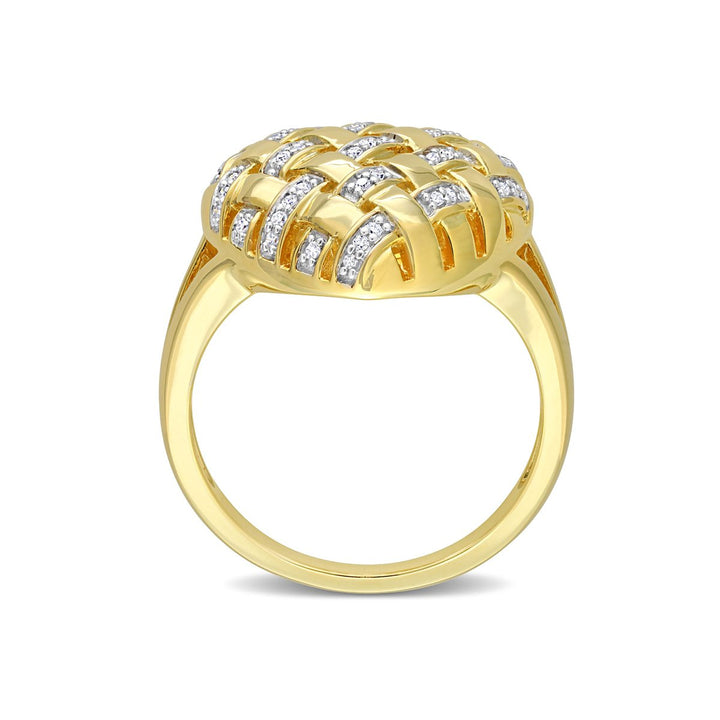 1/8 Carat (ctw) Diamond Lattice Heart Ring in Yellow Sterling Silver Image 4