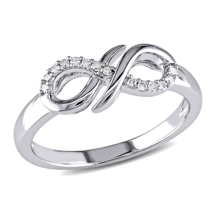 Infinity Sterling Silver Ring with Accent Diamonds Image 1