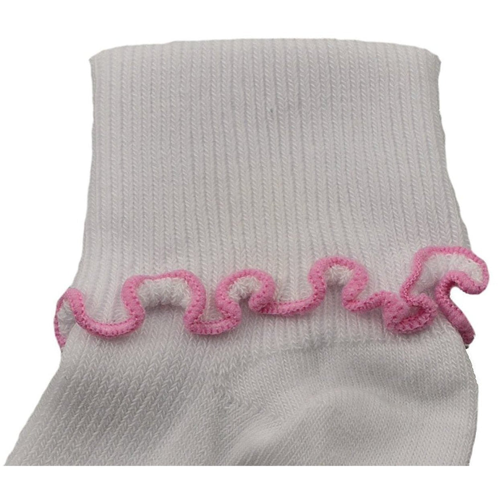 Sierra Socks Girls Cotton Lettuce Ruffle Ripple Edge Turn Cuff Image 2