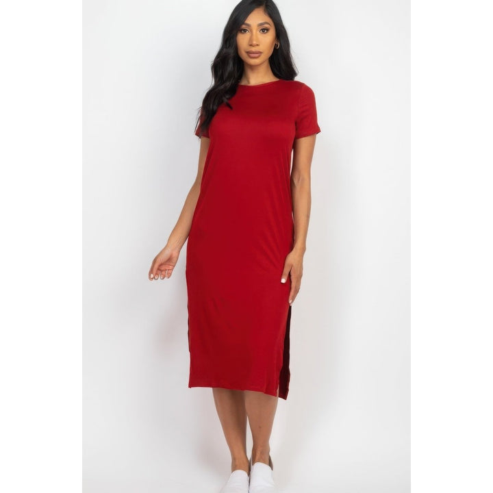 Side slit comfy midi dress Image 1