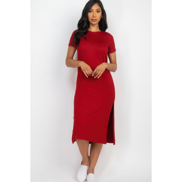 Side slit comfy midi dress Image 2