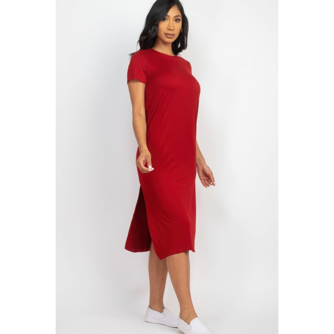 Side slit comfy midi dress Image 3