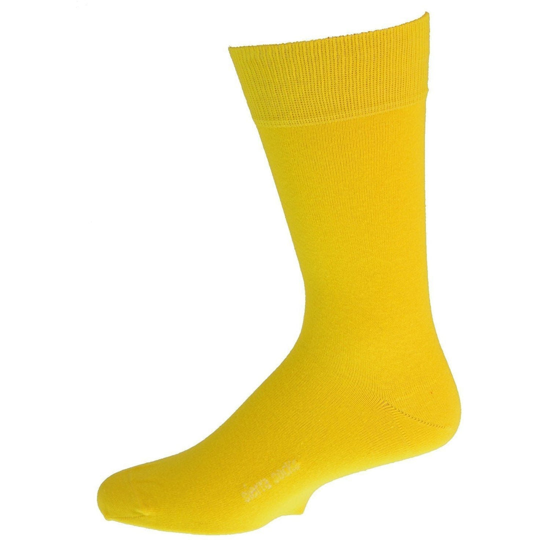 Sierra Socks Mens Crew Cotton Solid Vibrant Colorful Seamless Toe Image 2