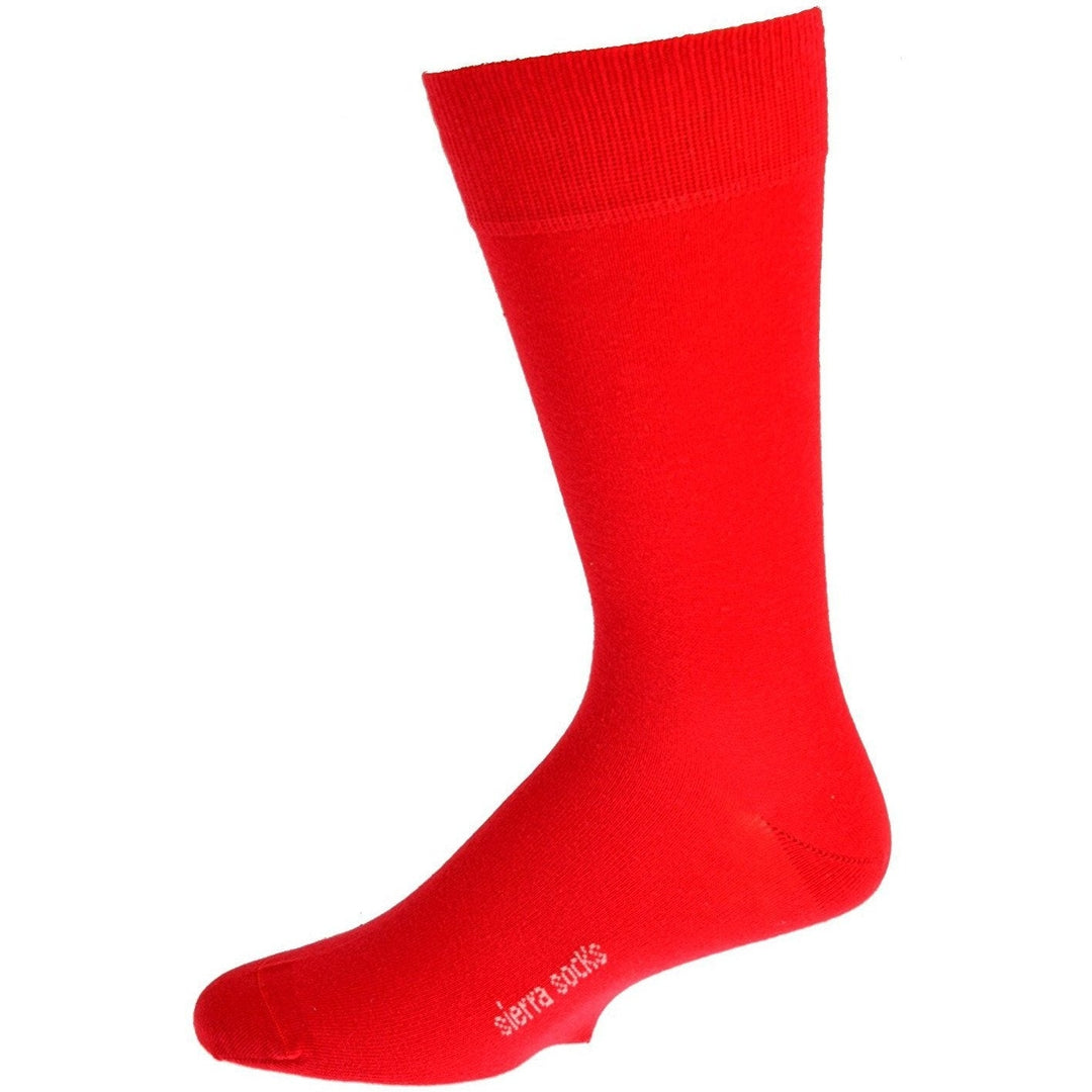 Sierra Socks Mens Crew Cotton Solid Vibrant Colorful Seamless Toe Image 3