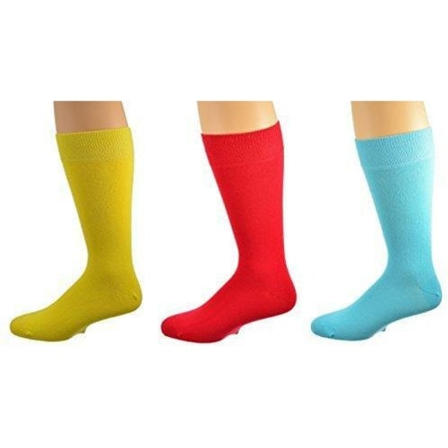 Sierra Socks Mens Crew Cotton Solid Vibrant Colorful Seamless Toe Image 9