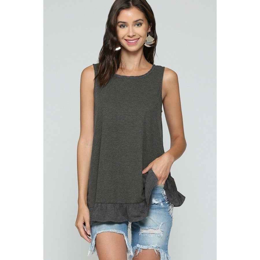 Sleeveless Back Lace Ruffle Detail Tank Top Image 1