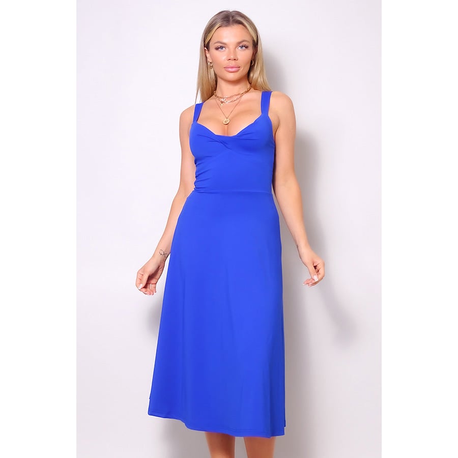 Sleeveless Twist Front A Line Midi Dress Image 1