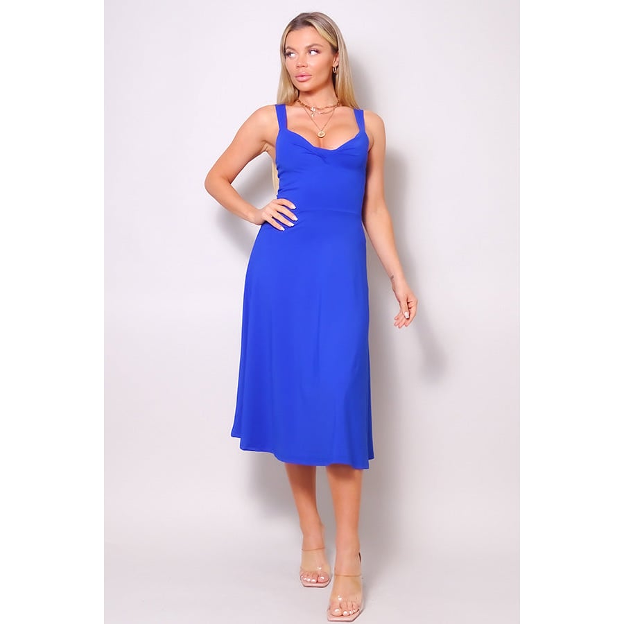 Sleeveless Twist Front A Line Midi Dress Image 2