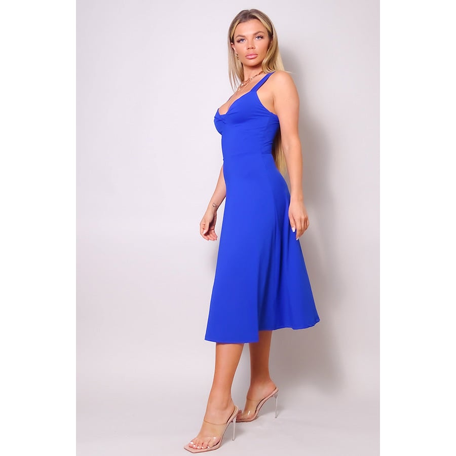 Sleeveless Twist Front A Line Midi Dress Image 3