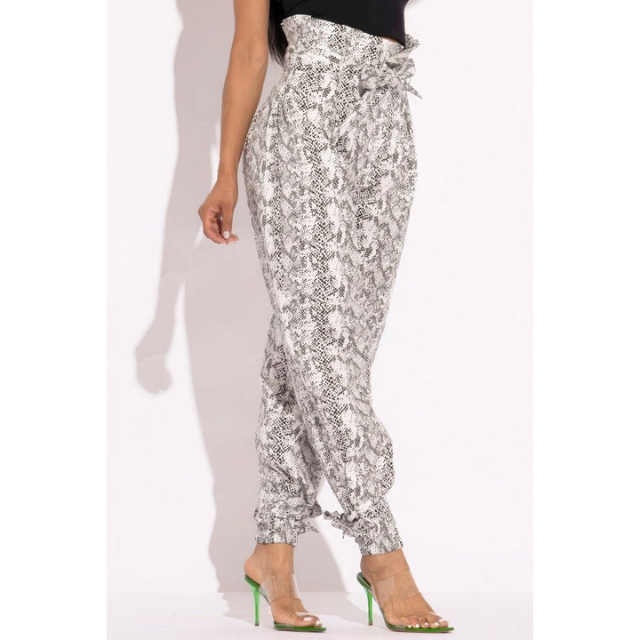 Snake Skin Printed Paper Bag Style Cargo Pants Image 3