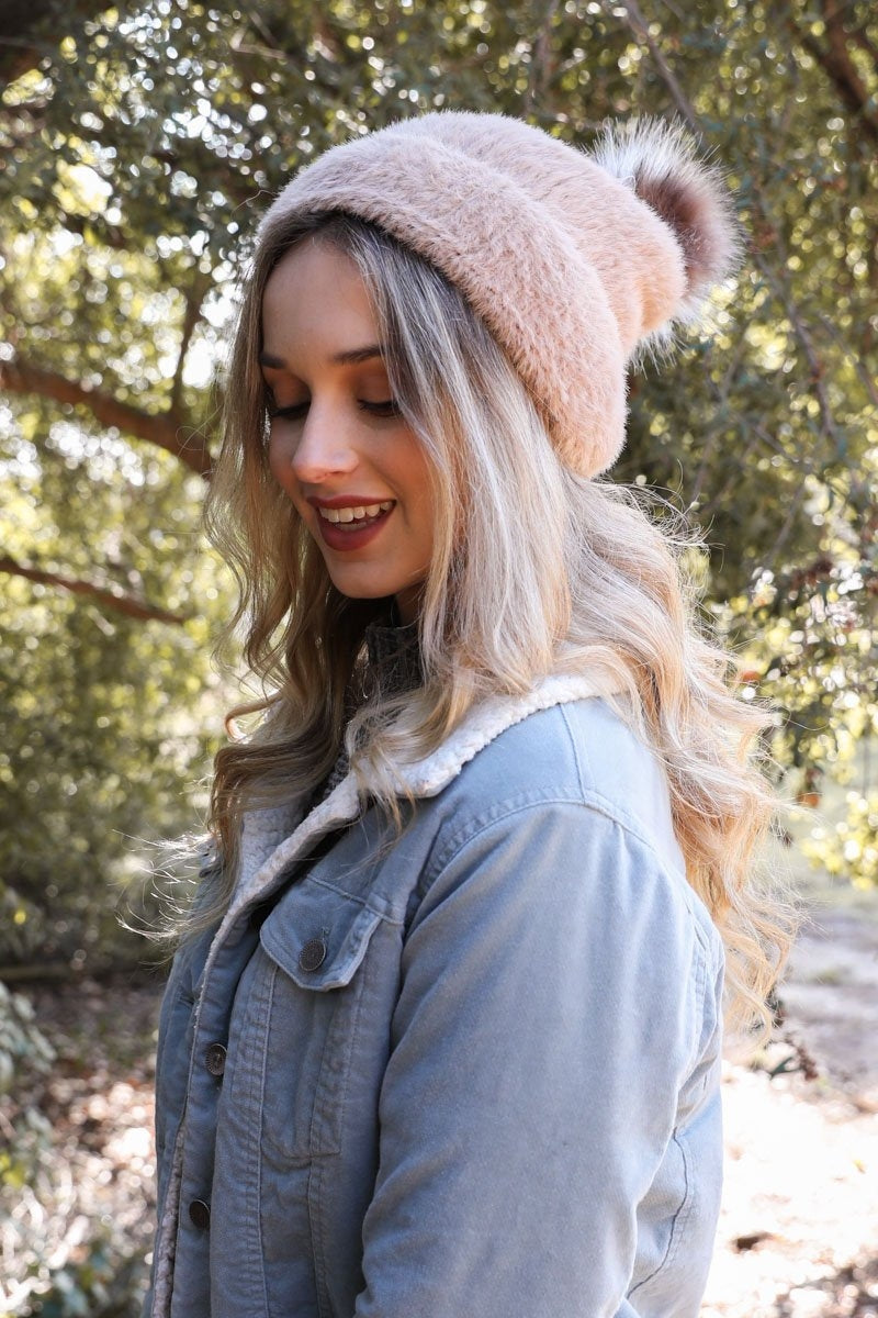 Soft Mohair Pom Beanie Image 1