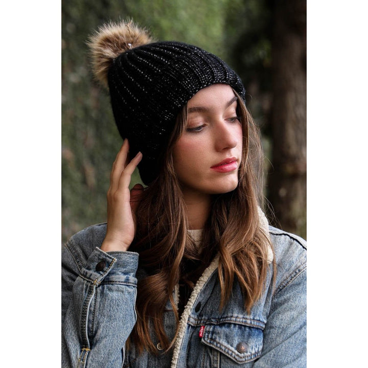 Soft Rib Knit Pom Beanie Image 3