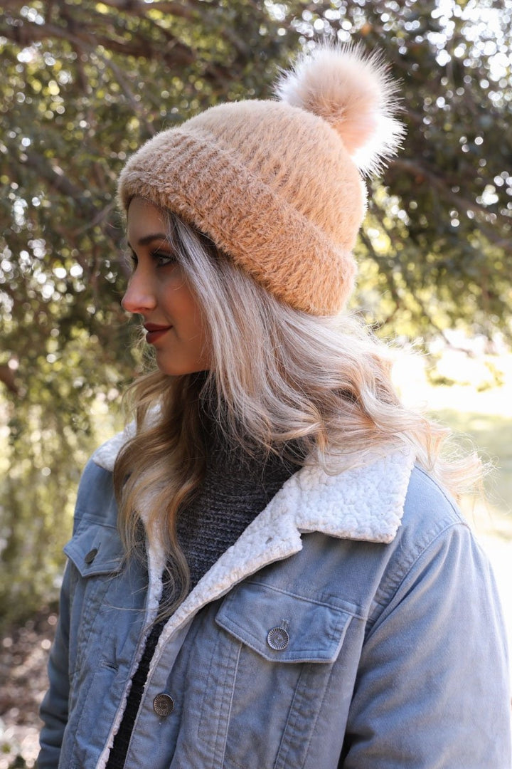 Soft Mohair Pom Beanie Image 4