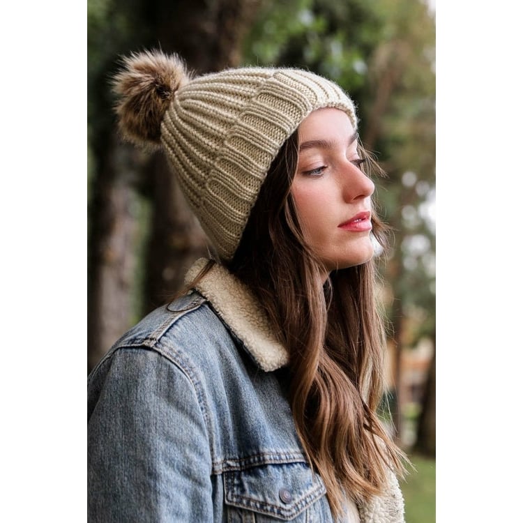 Soft Rib Knit Pom Beanie Image 6