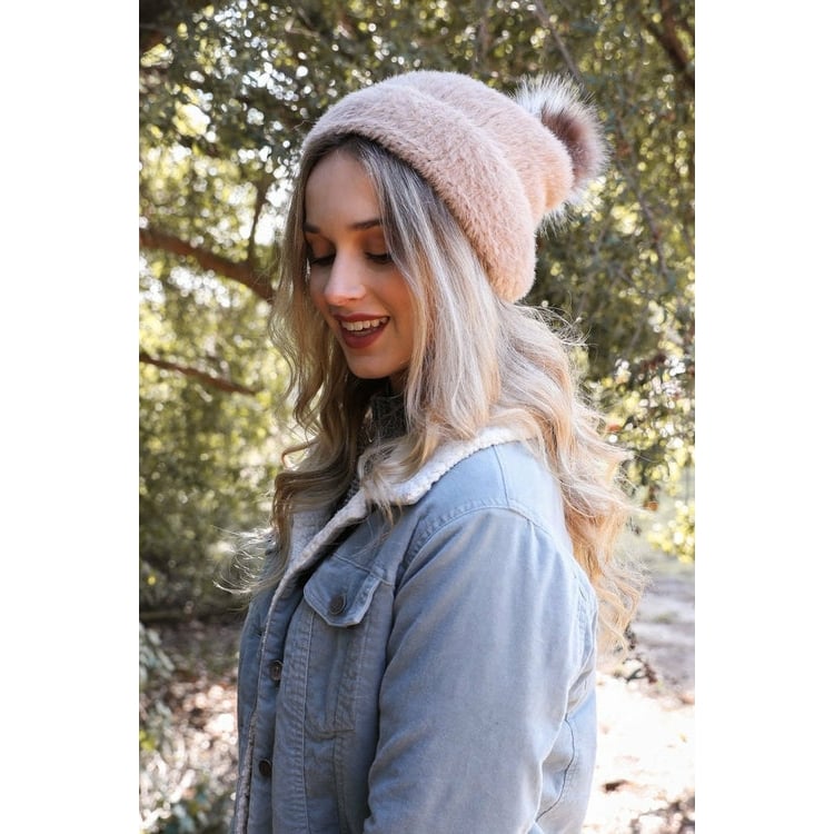 Soft Mohair Pom Beanie Image 6