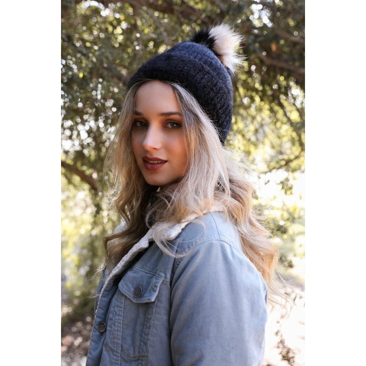 Soft Mohair Pom Beanie Image 8