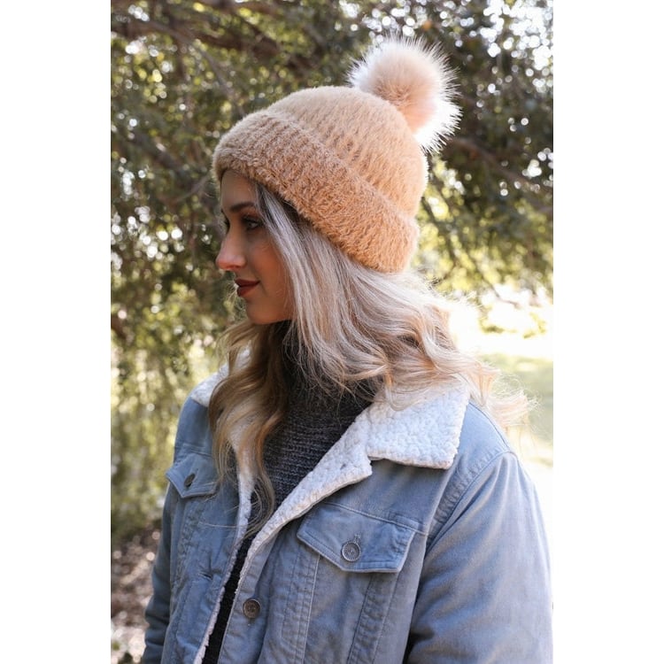 Soft Mohair Pom Beanie Image 9