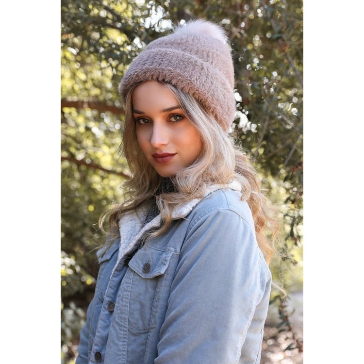 Soft Mohair Pom Beanie Image 11